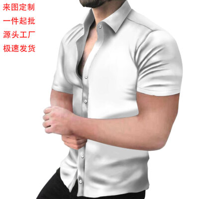 Áo sơ mi 3D xuất khẩu mùa hè Áo sơ mi Hawaii nam ngắn tay in hoa nguồn xưởng DINGZHI