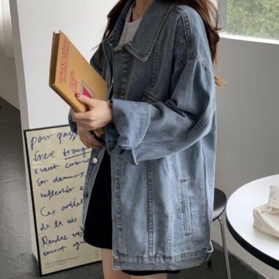 Đầu Thu 2023 Mới Áo Khoác Denim Thời Trang Dáng Rộng Áo Khoác Gió Phù Hợp Với Áo Khoác Dụng Cụ Thời Trang Nữ