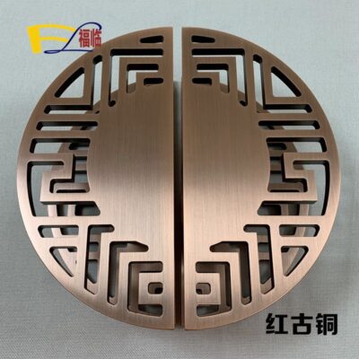 Mới Trung Quốc cổ hình bán nguyệt tay nắm cửa Xiangyun tay nắm cửa kính bằng đồng tay nắm cửa bằng gỗ chắc chắn chạm khắc
