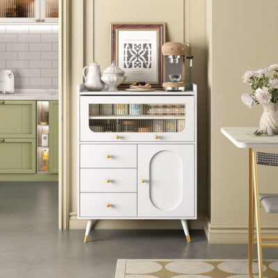 Tủ búp phê phong cách kem kiểu Pháp nhà bếp gia đình tủ để đồ nhỏ đa chức năng hiện đại tối giản bên tủ thay đồ tủ