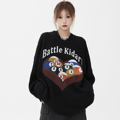 Áo len Áo len nam và nữ vài mẫu mùa thu và mùa đông love sọc American billiard jacquard lỏng lẻo sáp mềm áo len dệt kim