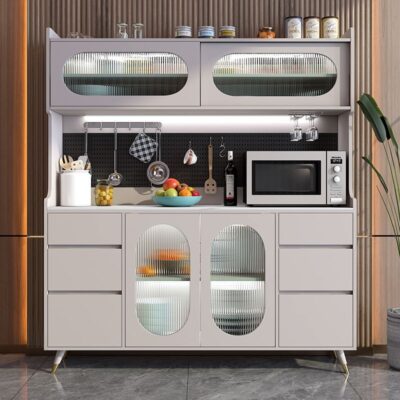 Tủ búp phê sang trọng nhẹ tích hợp vào tường tủ đựng đồ tối giản hiện đại tủ chè tủ đựng đồ nhà bếp tủ chè tủ đựng chén bát