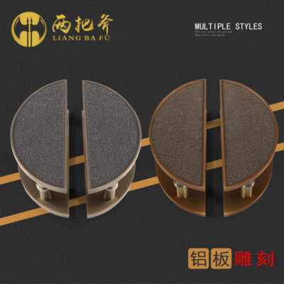 Tay nắm cửa kính hình bán nguyệt bằng nhôm kiểu Trung Quốc, tay nắm cửa đôi của khách sạn, tay nắm cửa văn phòng, tay vịn cửa gỗ sang trọng