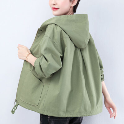 Áo khoác ngắn cotton nữ mùa xuân 2023 phiên bản Hàn Quốc dáng rộng áo khoác trung niên cho mẹ mùa xuân và mùa thu