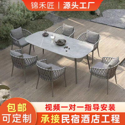 Bàn ghế giải trí ngoài trời kết hợp ghế mây ban công sân vườn quán cà phê ngoài trời ánh sáng sang trọng sofa ba mảnh bán buôn