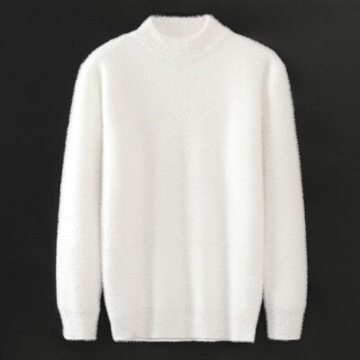 Áo len lông chồn nam cổ cao nửa đầu 22 mùa thu đông mới áo len dệt kim đáy dày áo sơ mi dòng ấm thanh niên quần áo nam