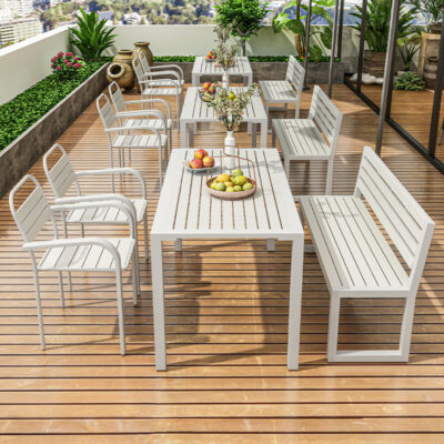 Điểm bàn ghế gỗ nhựa ngoài trời sân công viên sân vườn hiện đại tối giản ngoài trời ban công ngoài trời kết hợp bàn trà và ghế