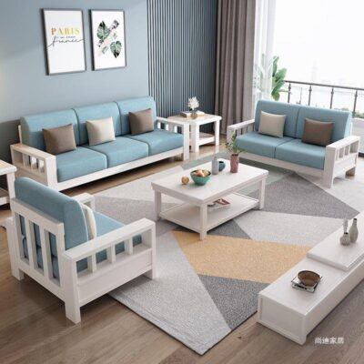 Phong cách hiện đại mới của Trung Quốc đa chức năng cho thuê ghế sofa đơn giản góc căn hộ nhỏ sofa gỗ đơn giản màu trắng