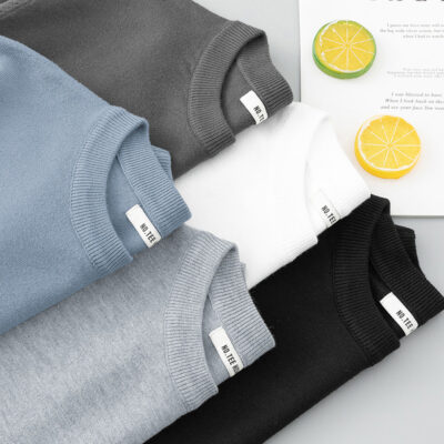 Áo len cổ tròn nam màu trơn mùa thu đông ấm áp xu hướng triều thương hiệu áo len đáy bên trong áo len áo len