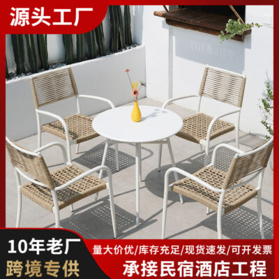 Bàn Ghế Ngoài Trời Màu Trắng Ban Công Sân Vườn Ngoài Trời Ghế Mây Thông Thường Cafe Bên Ngoài Xích Đu Lưới Đỏ Bộ Ba Món Kết Hợp