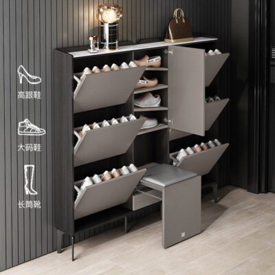 Tủ giày Đẹp sang trọng siêu mỏng phiến đá thùng lật 17cm cửa nhà chung cư nhỏ hiên tủ hiện đại tối giản tiết kiệm diện tích