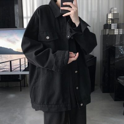 Mùa xuân năm 2023 mới áo khoác denim nam xuyên biên giới màu sắc áo khoác denim xu hướng cỡ lớn hàng đầu Nhật Bản