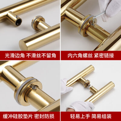 Nhà tắm toilet Tay nắm cửa kính inox dày khách sạn cửa lùa lắp tay nắm inox ống tròn