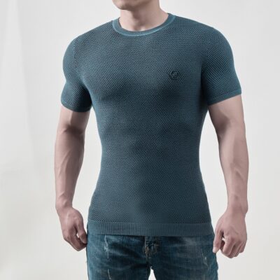 Amazon Ngoại Thương Mùa Hè Mới Áo Len Nam Dệt Kim Áo Thun Cổ Tròn Màu Mỏng Thời Trang Thể Thao Hàng Đầu Nam