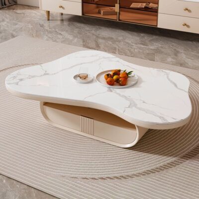 Kem Fengyunduo bàn trà kết hợp nhà đơn giản hiện đại phòng khách đặc biệt hình dạng Bàn trà đẹp tấm đá bàn trà màu đỏ có ngăn kéo