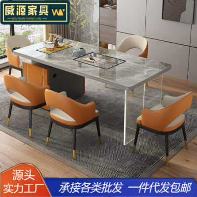đẹp mới sang trọng tấm đá Bàn trà và ghế kết hợp tối giản hiện đại Bàn trà văn phòng acrylic Bàn trà ban công nhà