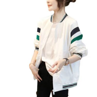 Đồng phục bóng chày in màu trắng năm nay áo khoác phổ biến của phụ nữ mùa xuân và mùa thu áo khoác giản dị hàng đầu xu hướng nhà ga châu Âu mới