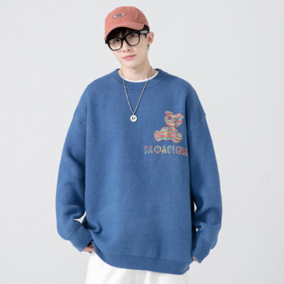 Mùa đông học sinh trung học áo len cổ tròn nam Plus nhung dày thanh niên dày phần áo len bé trai áo len xu hướng