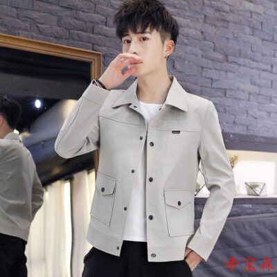Áo khoác nam mới phong cách Hàn Quốc giản dị áo khoác có ve áo mùa xuân và mùa thu hợp thời trang đẹp trai đơn giản phù hợp với mọi trang phục