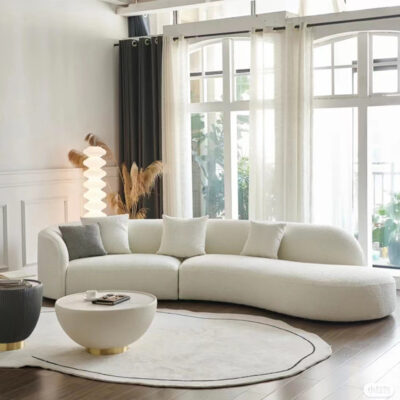 Màu kem phong cách ghế sofa phòng khách căn hộ nhỏ hiện đại nhỏ gọn cừu nhung đẹp sang trọng công nghệ cong vải hạt điều sofa Bắc Âu