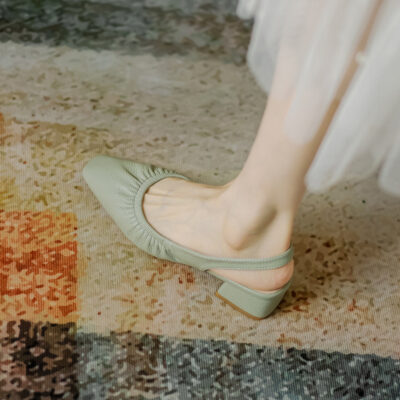 Xăng đan Bao Đầu mới 2023 mũi vuông Mary Jane mũi nông giày lười slip-on nữ 3166-51