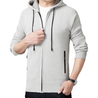 Amazon ngoại thương xuất khẩu cỡ lớn 21 áo len dệt kim mùa thu đông nam cộng với nhung dày có mũ áo len nam áo khoác ngoài