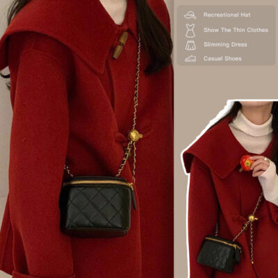 Mùa Xuân Mới 2 Mặt Áo Khoác Cashmere Người Nhỏ Ngắn Tính Khí Dễ Thương Cao Cấp Khóa Sừng Áo Khoác Len Cho Nữ