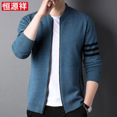 Hengyuanxiang dệt kim áo khoác cardigan nam thu đông 2022 mới đơn giản đồng phục bóng chày xuân thu áo len cardigan áo khoác ngoài nam