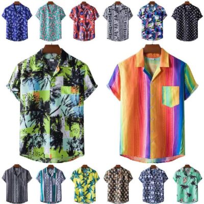 Mùa Hè Mới 2022 Áo Sơ Mi Nam Ngắn Tay Hoa Hawaii Series Phong Cách Đi Biển Phù Hợp Với Cổ Áo Sơ Mi In Hình