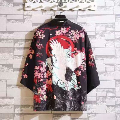 Mùa hè mỏng phần tay áo ba phần tư phong cách Hàn Quốc hợp thời trang áo cardigan in áo choàng rời áo sơ mi ngắn tay nam nữ cùng phong cách