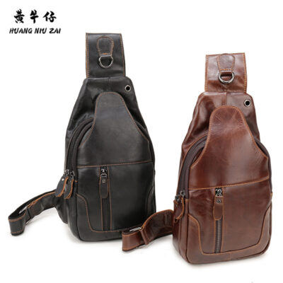 Xuyên biên giới sản phẩm mới túi đeo vai nam da bò lớp trên cùng túi ngực thời trang túi Messenger túi đeo ngực bán buôn