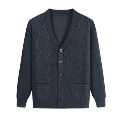 Mùa thu và mùa đông áo len nam cỡ lớn áo khoác nam cộng với nhung dày trung niên và người già áo len dệt kim bố ông nội áo len cardigan