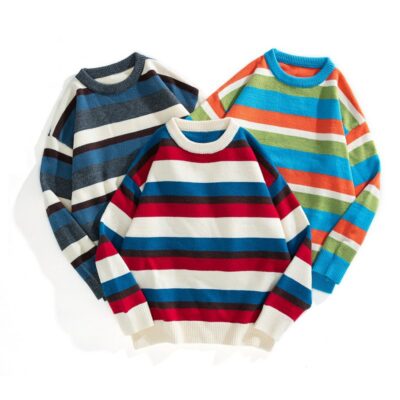 Áo len cổ tròn áo len nam thu đông 2022 thương hiệu Hong Kong phong cách thể thao giải trí dạo phố cao áo len chui đầu dày dặn nam nữ