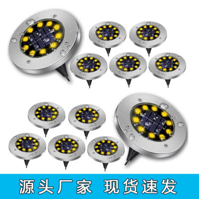 Năng Lượng Mặt Trời Mới Chôn Đèn Phong Cảnh Ngoài Trời Sân Trang Trí Sân Vườn Tròn Mặt Đất LED Đèn Bãi Cỏ