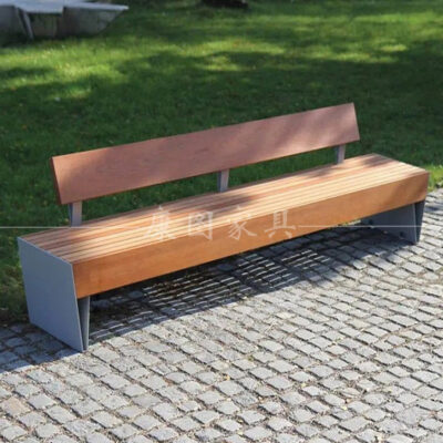 Sáng Tạo Thép Không Gỉ Ghế Công Viên Ngoài Trời Ghế Vuông Sân Cộng Đồng Chống Ăn Mòn Gỗ Giải Trí Ghế Đẩu