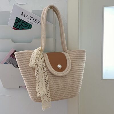 Túi dệt bằng rơm sức chứa lớn 2023 túi đeo vai mới cho phụ nữ mùa hè túi tote dệt phù hợp phổ biến túi đi biển