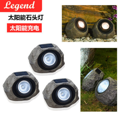 Đèn Sân Vườn Năng Lượng Mặt Trời Ngoài Trời Cảnh Quan Sân Vườn Đèn Nhựa Chống Thấm Nước Mô Phỏng Đá Đèn Led Bãi Cỏ Cây Ánh Sáng