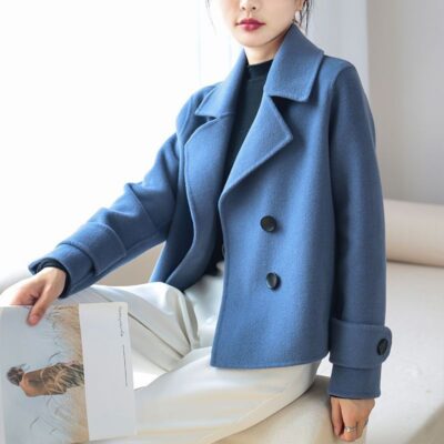 Mùa Thu Đông Rời Ngắn Áo Khoác Len Cashmere Áo Khoác Nữ Phong Cách Hepburn Nhỏ Áo Khoác Len