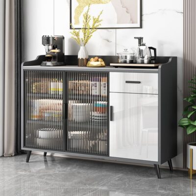 Tủ búp phê nhẹ sang trọng đơn giản đa năng tủ chè kho phòng khách sát tường tủ kính tích hợp tủ kho