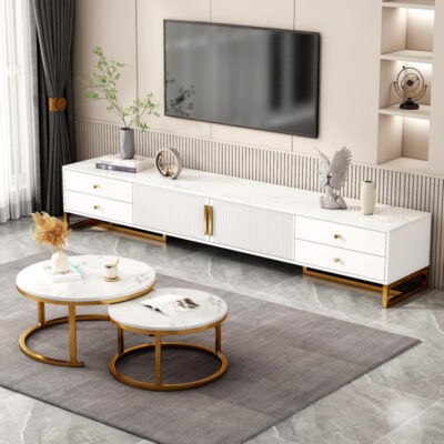 Tủ tivi căn hộ nhỏ bàn cà phê kết hợp ánh sáng tầng sang trọng tủ tivi phòng khách hộ gia đình bàn cà phê đơn giản tủ tivi