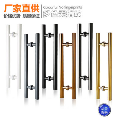 Bán buôn Tay nắm cửa kính ống tròn Tay nắm cửa bằng thép không gỉ cửa đối diện cửa gỗ khách sạn không có dấu vân tay tăng titan vàng