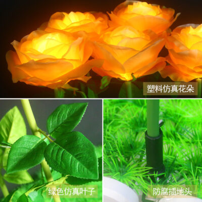 Đèn LED mô phỏng hoa hồng cắm đất đèn trang trí chống mưa ngoài trời sân phong cảnh đèn không khí lễ hội vườn hoa đèn bãi cỏ
