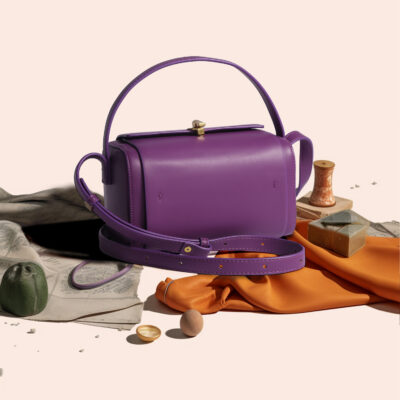 Túi xách nữ họa tiết cao cấp mới 2023 niche acai berry tím hộp Boston túi vuông nhỏ túi đeo chéo một vai