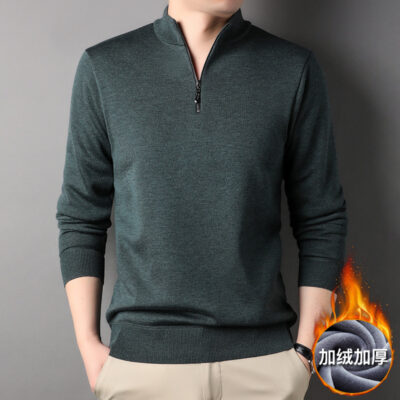 Áo Len Nỉ Nam Nửa Dây Kéo Tất Cả Trận Đấu Áo Len Thời Trang Len Dệt Kim Áo Len Dày Sỉ Một Giọt