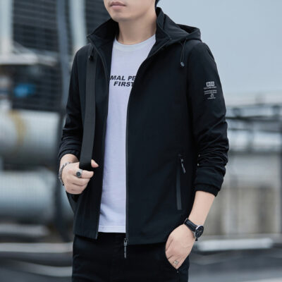 Mùa xuân và mùa thu mới áo khoác nỉ nam áo khoác nam thời trang có mũ trùm đầu xu hướng thể thao giản dị áo khoác nam quần áo