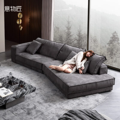 Budapest baxter sofa Ý mờ vải lưới phòng khách màu đỏ xuống góc sofa hình vát