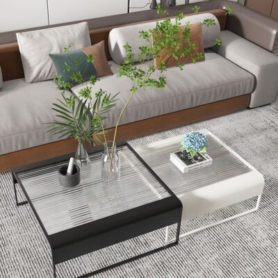 Lưới tối giản có thể thu vào màu đỏ Bàn cà phê thủy tinh Changhong hiện đại sáng tạo Bàn trà đẹp căn hộ nhỏ bàn gia đình bàn cà phê kết hợp phòng khách