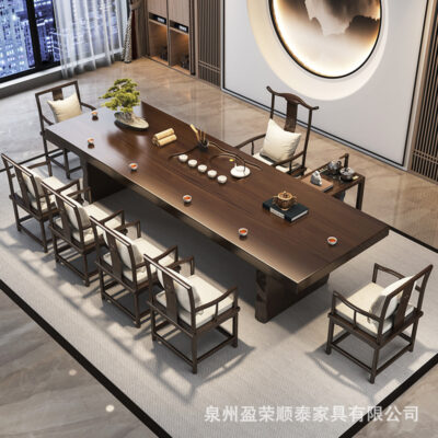 Phong cách Trung Quốc mới Bàn trà gỗ chắc chắn Bàn trà bảng lớn văn phòng tại nhà Bàn trà thiền phòng trà tiếp khách Bàn trà và ghế kết hợp
