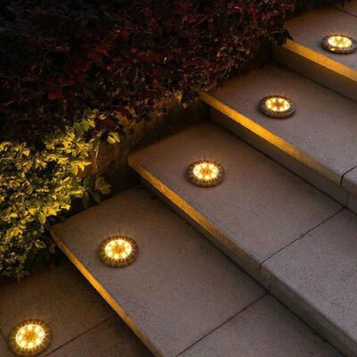 Đèn chôn thép không gỉ năng lượng mặt trời sân vườn ngoài trời cắm đèn phong cảnh hộ gia đình đèn sân vườn nông thôn sân phẳng đèn