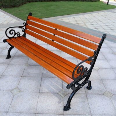 Ghế công viên ghế ngoài trời Châu Âu sân vườn giải trí ghế vuông lưng gỗ chắc chắn gang đúc nhôm giả gỗ chống ăn mòn